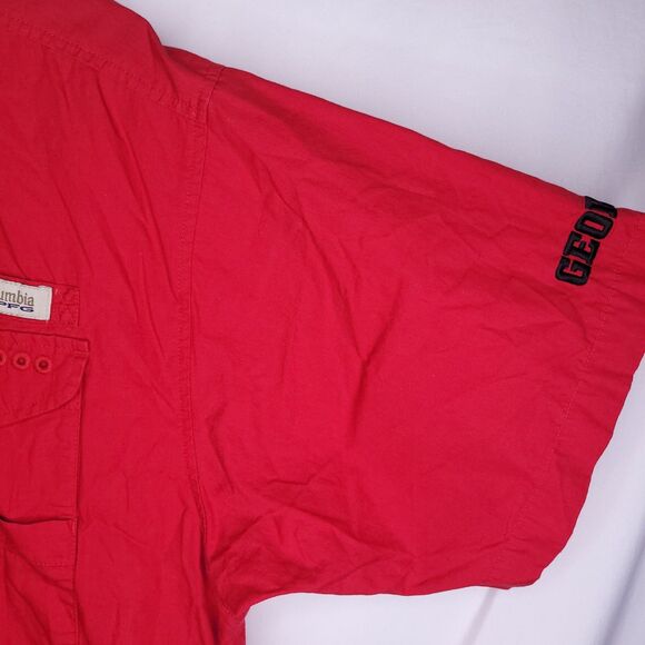 Columbia PFG Shirt Mens Large Red Vented Georgia Bulldogs NCAA - Picture 4 of 11